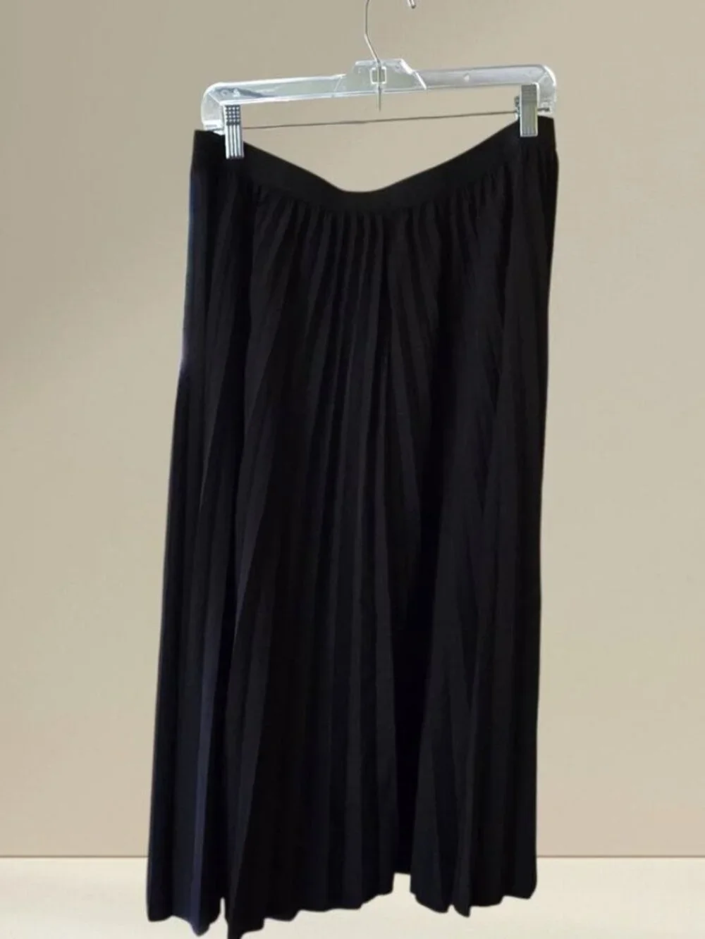 Skirt Women 1XL Black Maxi Long Pleated Pull On
